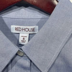 Red House men’s dress shirt; blue long sleeve button down; 100% cotton; Size: S